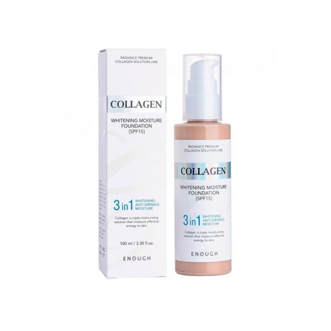 Тональный Крем Осветляющий С Коллагеном  Enough Collagen Whitening Moisture Foundation 3 in 1 SPF 15 100ml № 21, фото 3