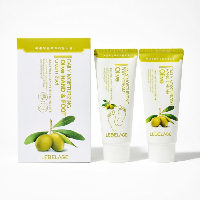 Набор кремов для рук и ног Lebelage Daily Moisturizing Olive Hand Cream & Foot Cream 2*100 мл, фото 1