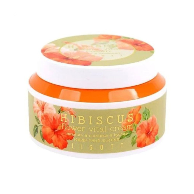 Антивіковий крем для обличчя з екстрактом гібіскусу JIGOTT Hibiscus Flower Vital Cream 100ml, фото 1