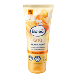 Крем для рук Q10 с маслом абрикосовых косточек и солнцезащитным фактором Balea LSF 15