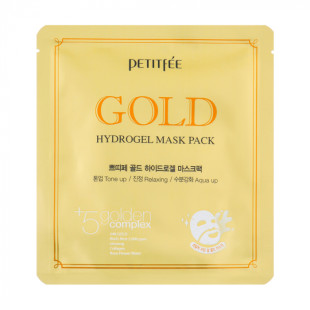 Маска гідрогелева із золотим комплексом для обличчя Petitfee Gold Hydrogel Mask Pack +5 golden 1sht