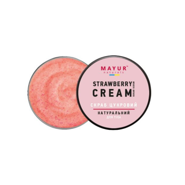 Скраб для тіла цукровий Полуниця з вершками натуральний ТМ Mayur 250 мл, фото 1 Скраб для тіла цукровий Полуниця з вершками натуральний ТМ Mayur 250 мл, фото 1