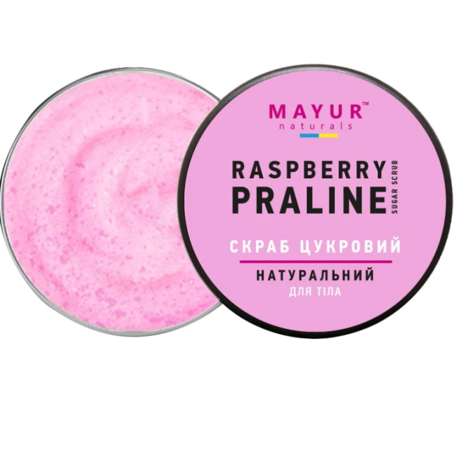 Скраб для тіла цукровий Малинове праліне натуральний ТМ Mayur 250 мл, фото 1 Скраб для тіла цукровий Малинове праліне натуральний ТМ Mayur 250 мл, фото 1