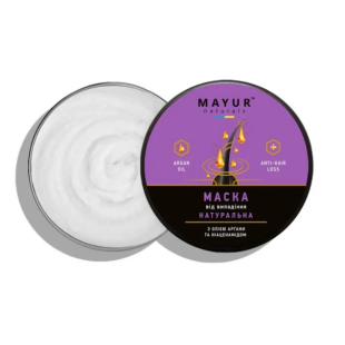 Маска для волосся натуральна проти випадіння регенеруюча з аргановою олією та ніацинамідом, ТМ Mayur 250 мл