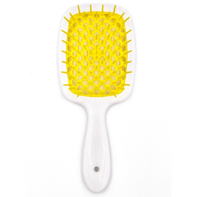 Расческа для волос белая с желтым Janeke Superbrush, фото 1