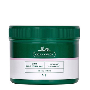 Тонер-пэды успокаивающие с экстрактом центеллы VT Cosmetics Cica Mild Toner Pad 60ea, 130ml