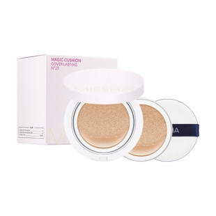 Кушон-крем для создания безупречной кожи +запаска Missha Magic Cushion Cover Lasting Special Set 23+23(R)+Puff, 30g (15g+15g)