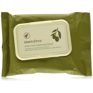 Увлажняющие салфетки для очищения кожи и снятия макияжа Innisfree Olive Real Cleansing Tissue 30 Sheets 150g