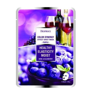 Маска Омолоджувальна З Екстрактом Чорниці та Червоного Вина Deoproce Color Synergy Effect Sheet Mask Purple