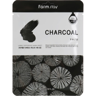 Очищаюча маска з деревним вугіллям FARMSTAY VISIBLE DIFFERENCE MASK SHEET CHARCOAL 23ml