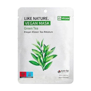 Тканинна маска для обличчя з екстрактом зеленого чаю Eyenlip Like Nature Vegan Mask Pack # Green Tea x 1ea