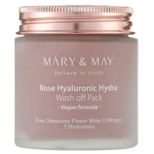 Глиняная маска для лица увлажняющая с розой Mary&May Rose Hyaluronic Hydra Wash off Pack 125g