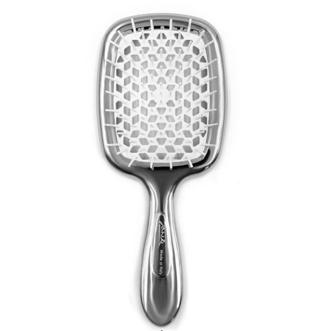 Расческа для волос лимитированная линейка серебристая с белым Janeke Superbrush, фото 1