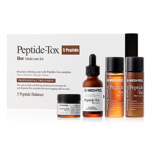 Набор антивозрастных средств для лица Medi-Peel Peptide-Tox 5 Peptide Bor Multi Care Kit: Тонер Medi-Peel Bor-Tox 5 Peptide Toner, 30ml + Эмульсия Medi-Peel Bor-Tox 5 Peptide Emulsion, 30ml + Сыворотка Medi-Peel Bor-Tox 5 Peptide Ampoule, 30ml + Крем Medi