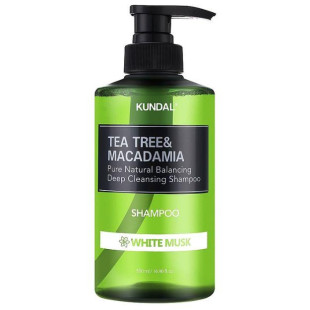 Шампунь із чайним деревом для жирної шкіри голови KUNDAL Tea Tree & Macadamia Deep Cleansing Shampoo - White Musk 500ml