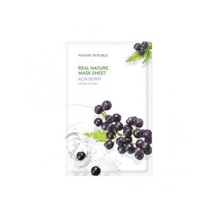 Тканинна маска, що омолоджує, з екстрактом ягід асаї Nature Republic Real Nature Mask Sheet/ Acaiberry 23ml