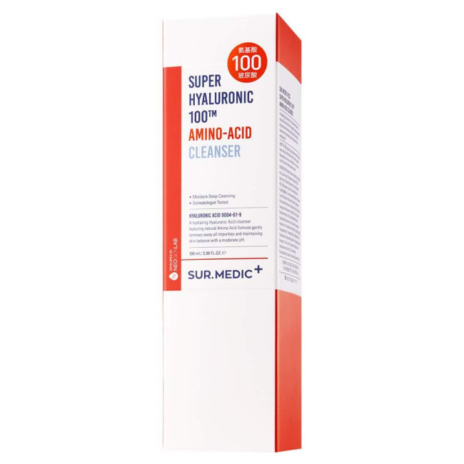 Пенка для умывания очищающая с аминокислотами и гиалуроновой кислотой SUR.MEDIC+ SUPER HYALURONIC 100TM AMINO-ACID CLEANSER Neogen 3.38oz /100ml, фото 1 Пенка для умывания очищающая с аминокислотами и гиалуроновой кислотой SUR.MEDIC+ SUPER HYALURONIC 100TM AMINO-ACID CLEANSER Neogen 3.38oz /100ml, фото 1