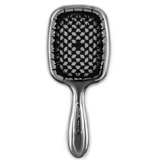 Расческа для волос лимитированная линейка серебристая с чёрным Janeke Superbrush, фото 1