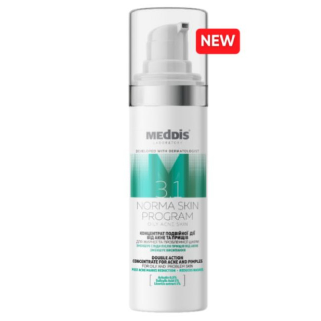 Концентрат подвійної дії від акне та прищів Meddis Norma Skin Program 30ml, фото 3