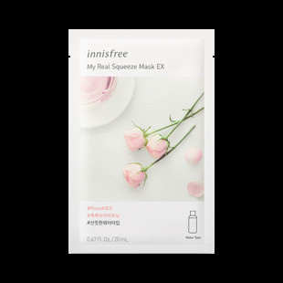 INNISFREE MY REAL SQUEEZE MASK EX ROSE Маска тканевая для лица с экстрактом розы, 1шт.