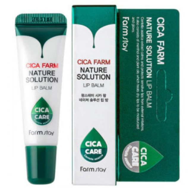 Восстанавливающий бальзам для губ с центеллой FarmStay Cica Farm Nature Solution Lip Balm 10g, фото 3