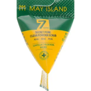 Скраб для глибокого очищення шкіри з центелою та AHA/BHA/PHA кислотами May Island 7 Days Secret Pore Clear Powder Scrub 5ml