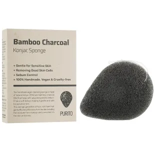 Спонж конняка с бамбуковым углем Purito Bamboo Charcoal Konjac Sponge