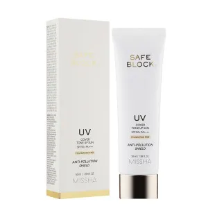 Сонцезахисний крем MISSHA SAFE BLOCK RX COVER TONE UP SUN SPF50+PA++++ FOUNDATION FREE 50мл
