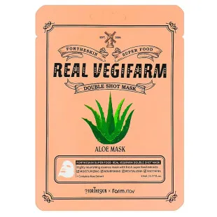 Тканевая маска FORTHESKIN SUPER FOOD REAL VEGIFARM DOUBLE SHOT MASK-Aloe 23ml