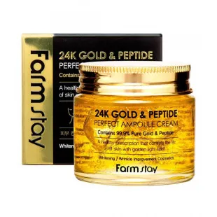 Крем Антивозрастной С Коллоидным Золотом И Пептидами FarmStay 24K Gold & Peptide Perfect Ampoule Cream 8