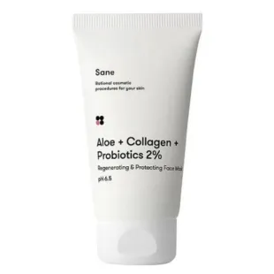 Маска для обличчя з алое Sane Aloe + Collagen + Probiotics 2% Regenerating & Protecting Face Mask 75