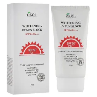 Солнцезащитный крем с эффектом освещения EKEL Whitening UV Sun Block SPF 50 PA+++ 70ml