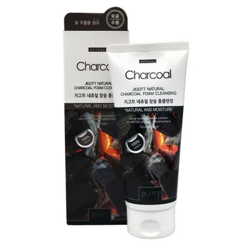 Jigott NATURAL CHARCOAL FOAM CLEANSING 180 мл