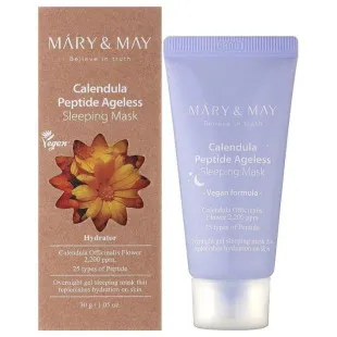 Нічна антивікова маска з пелюстками календули міні Mary&May Calendula Peptide Ageless Sleeping Mask