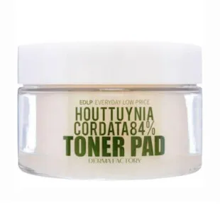 Тонер-педы для лица с экстрактом цветка хауттюйнии Derma Factory Houttuynia Cordata 84% Toner Pad