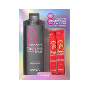 Набір: маска для волосся Masil 8 Seconds Salon Hair Mask 350ml та мініатюри шампуню Masil Salon Hair