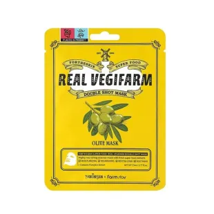 Тканевая маска FORTHESKIN SUPER FOOD REAL VEGIFARM DOUBLE SHOT MASK-OLIVE 23ml