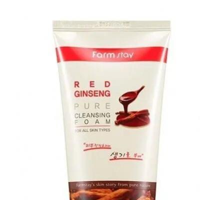 Пенка для умывания с экстрактом красного женьшеня для лица Farmstay Red Ginseng Pure Cleansing Foam 180ml 2 - Фото 2