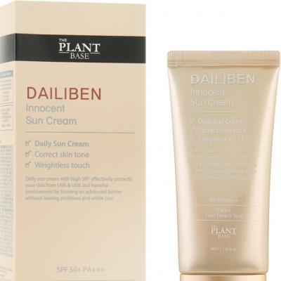 Солнцезащитный крем для лица с экстрактом кактуса и витаминным комплексом The Plant Base Dailiben Innocent Sun Cream SPF50+ PA+++ 40ml 0 - Фото 1