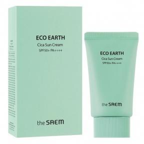 Сонцезахисний крем із центелою та м'ятою The Saem Eco Earth Cica Sun Cream 50ml