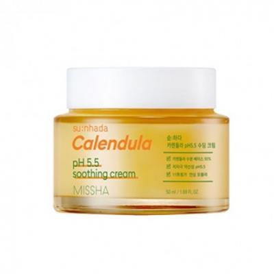 Крем для лица успокаивающий с экстрактом календулы Su:nhada Calendula pH 5.5 Soothing Cream Missha 50ml 0 - Фото 1