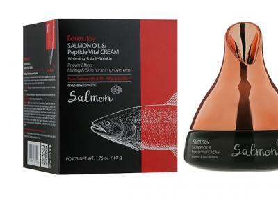 Крем для лица антивозрастной с маслом лосося и пептидами FarmStay Salmon Oil & Peptide Vital Cream 50ml