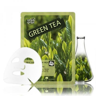 Маска тканевая с экстрактом зеленого чая для лица May Island Real Essense Green Tea Mask Pack 25ml 0 - Фото 1