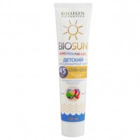 Дитячий сонцезахисний крем SPF 45 Bioton Cosmetics BioSun 120ml