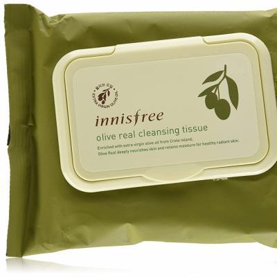 Увлажняющие салфетки для очищения кожи и снятия макияжа Innisfree Olive Real Cleansing Tissue 30 Sheets 150g