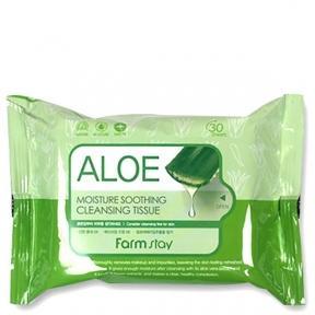 Салфетки очищающие, успокаивающие с экстрактом алоэ FarmStay Aloe Moisture Soothing Cleansing Tissue 30шт