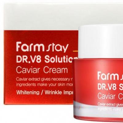 Крем для лица «Икра» от морщин с осветляющим действием FarmStay DR.V8 Solution Caviar Cream 50ml 0 - Фото 1