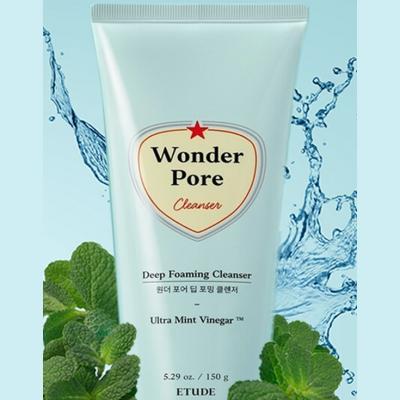 Пенка для умывания очищающая для лица Etude House Wonder Pore Deep Foaming Cleanser Ultra Mint Vinegar 150ml 2 - Фото 2