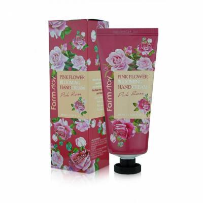 Крем для рук увлажняющий и успокаивающий с экстрактом розы FarmStay Pink Flower Blooming Hand Cream Pink Rose 100ml