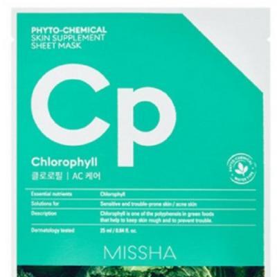 Тканевая фитохимическая маска с хлорофиллом для омоложения и питания кожи Missha Phytochemical Skin Supplement Sheet Mask Chlorophyll/AC Care 25ml